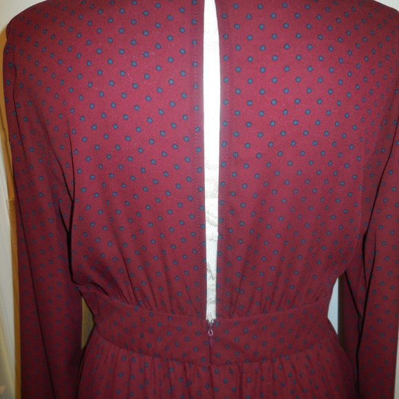 Dress Polka Dot NEW retro fit & flare long sleeve bellow knee summer party - Picture 6 of 9